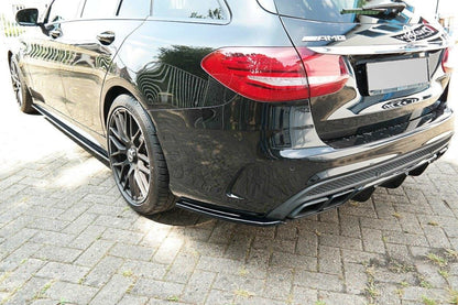 Heck Ansatz Flaps Diffusor für Mercedes C-Klasse S205 63 AMG Kombi schwarz Hochglanz