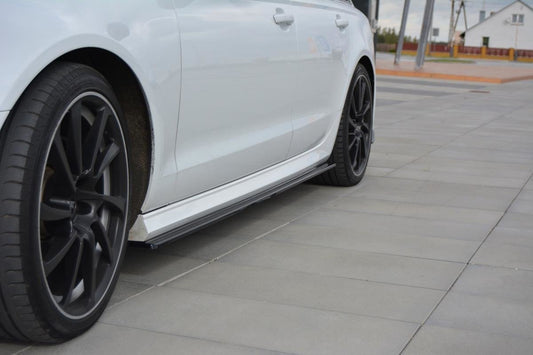 Seitenschweller Ansatz für Audi A6 C7 S-line/ S6 C7 Facelift Carbon Look