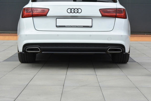 Mittlerer Diffusor Heck Ansatz für Audi A6 C7 Avant S-line Facelift schwarz Hochglanz