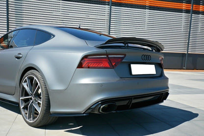 Heck Ansatz Flaps Diffusor für Audi RS7 C7 FL schwarz matt