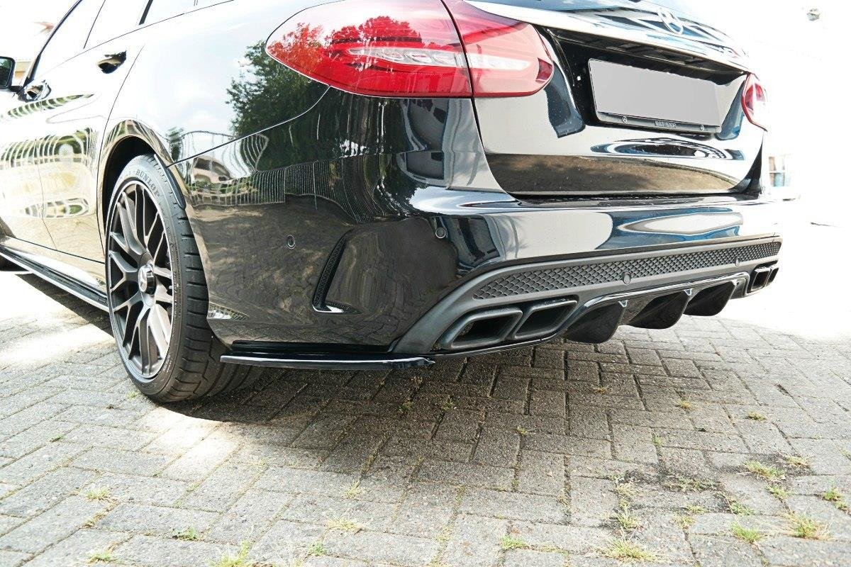Diffusor Heck Ansatz für Mercedes C-Klasse S205 63 AMG Kombi schwarz Hochglanz