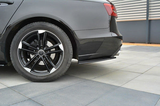 Heck Ansatz Flaps Diffusor für Audi A6 C7 Avant Carbon Look