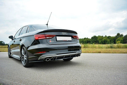 Mittlerer Diffusor Heck Ansatz für Audi S3 8V FL Limousine  schwarz matt