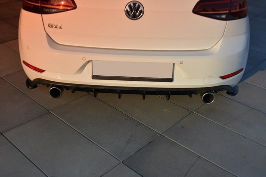 Diffusor Heck Ansatz für VW GOLF 7 GTI FACELIFT Carbon Look