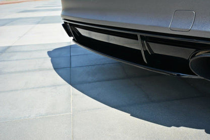 Mittlerer Diffusor Heck Ansatz für Audi RS7 Facelift schwarz Hochglanz