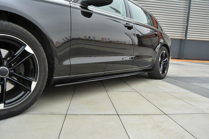 Seitenschweller Ansatz für Audi A6 C7 schwarz matt