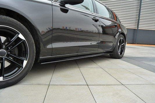 Seitenschweller Ansatz für Audi A6 C7 schwarz Hochglanz