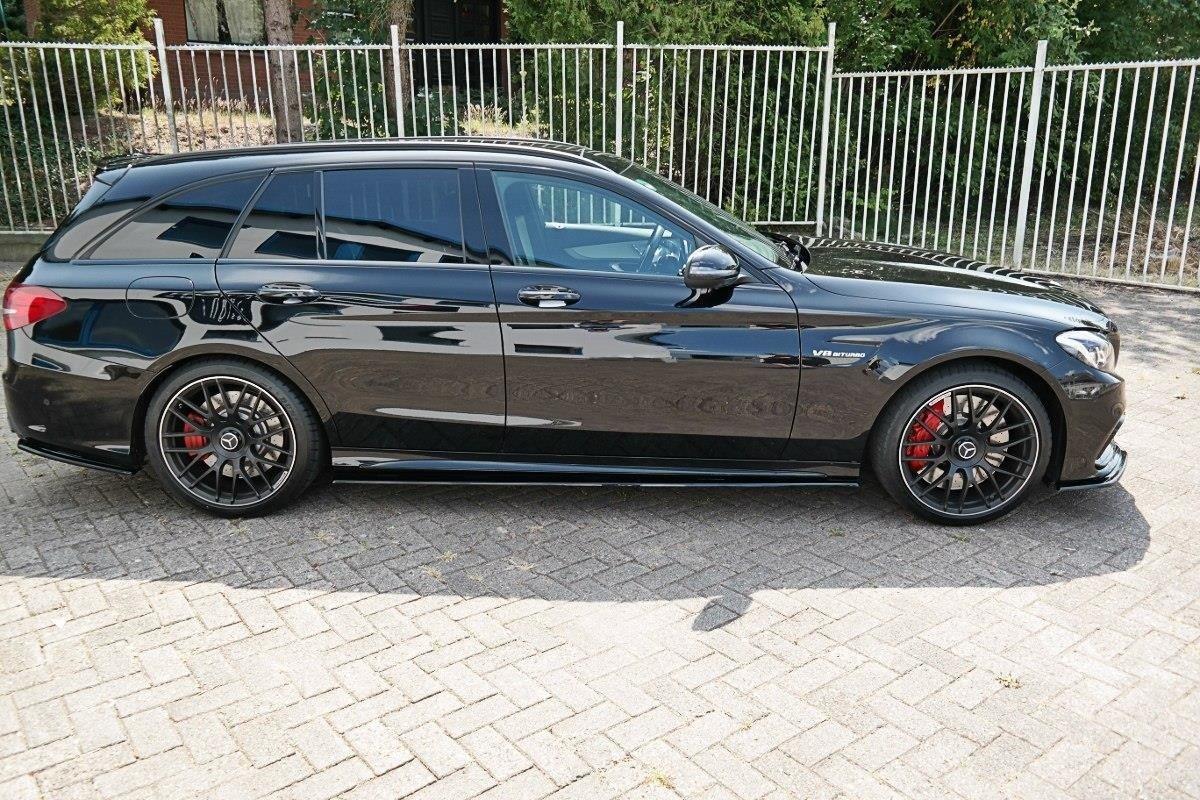 Seitenschweller Ansatz für Mercedes C-Klasse S205 63 AMG Kombi schwarz Hochglanz