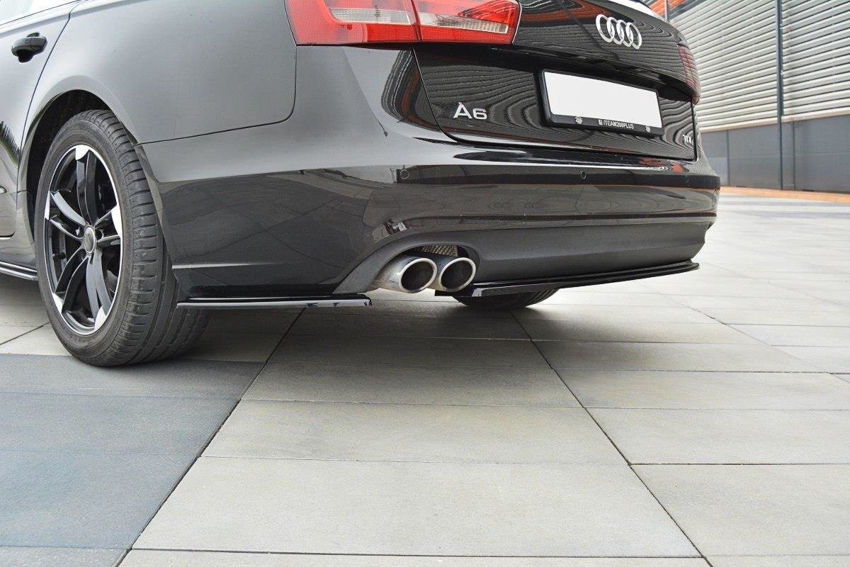 Heck Ansatz Flaps Diffusor für Audi A6 C7 Avant Carbon Look