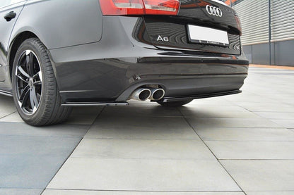 Heck Ansatz Flaps Diffusor für Audi A6 C7 Avant Carbon Look