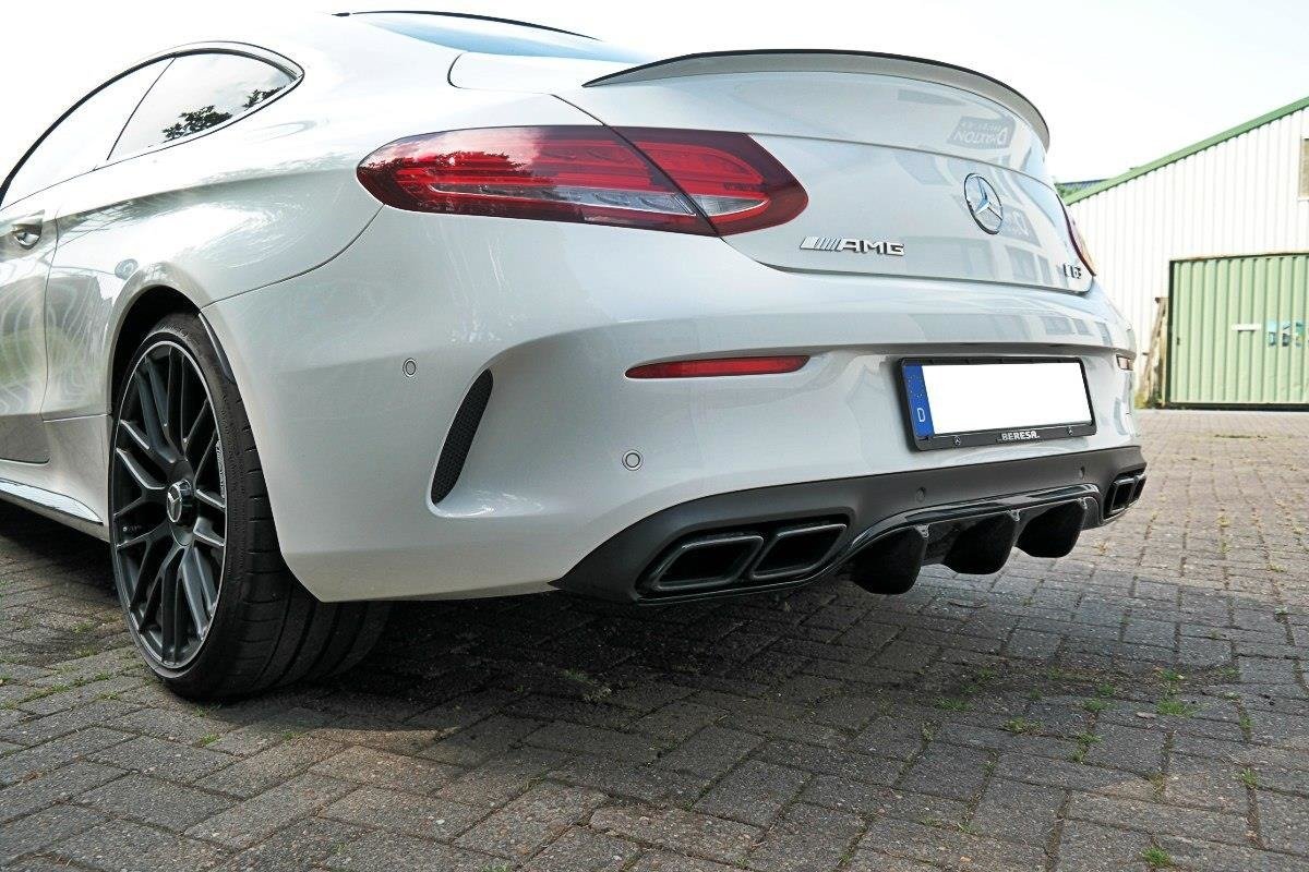 Diffusor Heck Ansatz für Mercedes C-Klasse C205 63 AMG Coupe schwarz matt