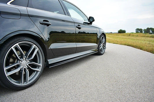 Seitenschweller Ansatz für V.1 für Audi S3 / A3 S-Line 8V / 8V FL Limousine schwarz matt