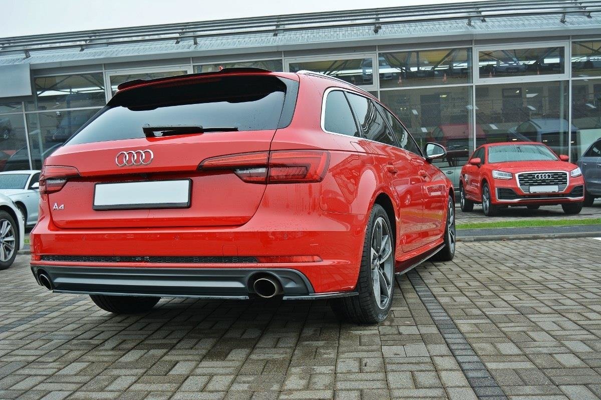Heck Ansatz Flaps Diffusor für Audi A4 B9 S-Line schwarz matt