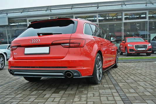 Heck Ansatz Flaps Diffusor für Audi A4 B9 S-Line schwarz matt
