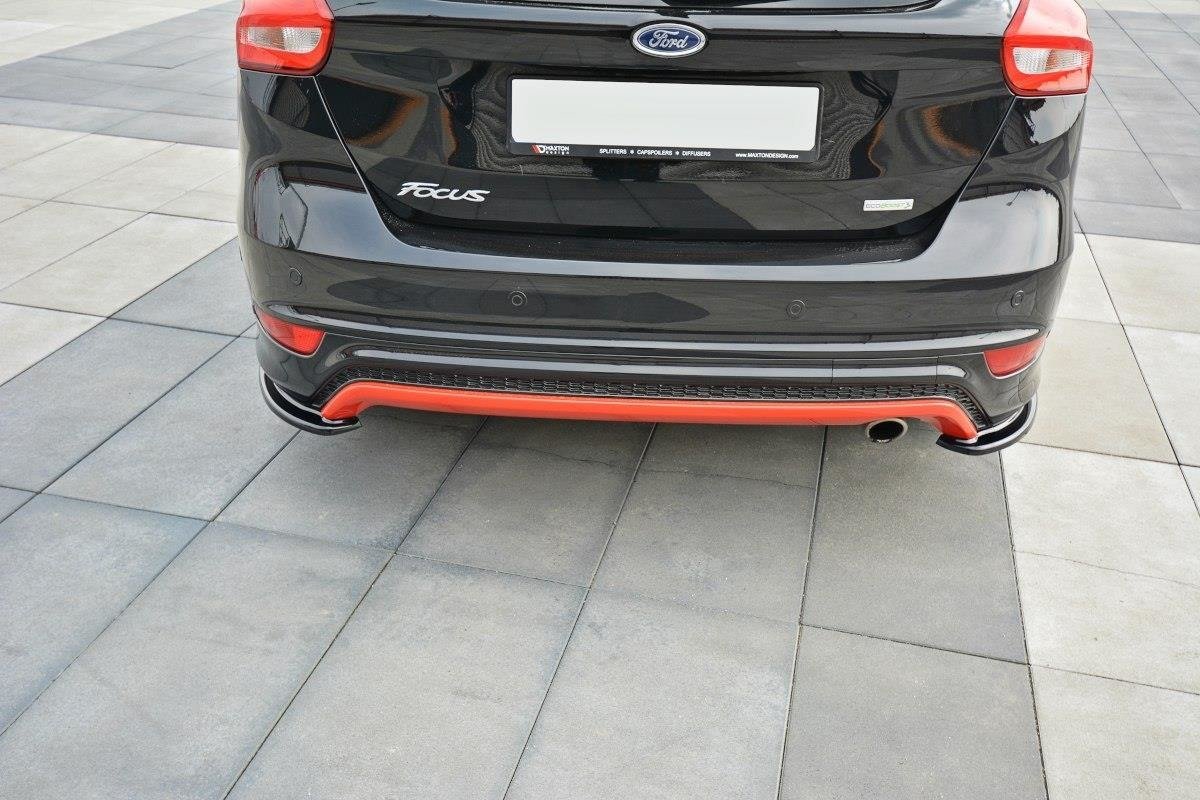 Heck Ansatz Flaps Diffusor für Ford Focus ST-Line Mk3 FL schwarz matt