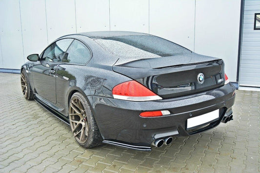 Heck Ansatz Flaps Diffusor für BMW M6 E63 schwarz Hochglanz