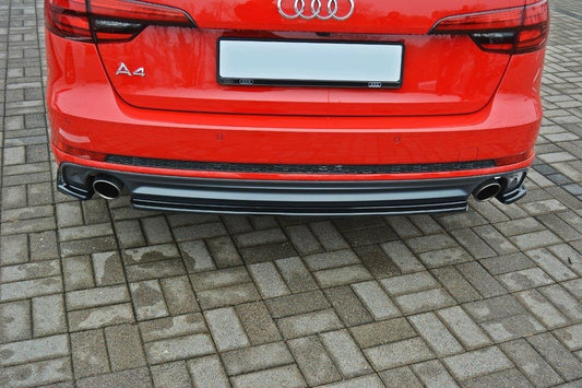 Mittlerer Diffusor Heck Ansatz für Audi A4 B9 S-Line schwarz Hochglanz