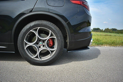 Heck Ansatz Flaps Diffusor für Alfa Romeo Stelvio schwarz Hochglanz