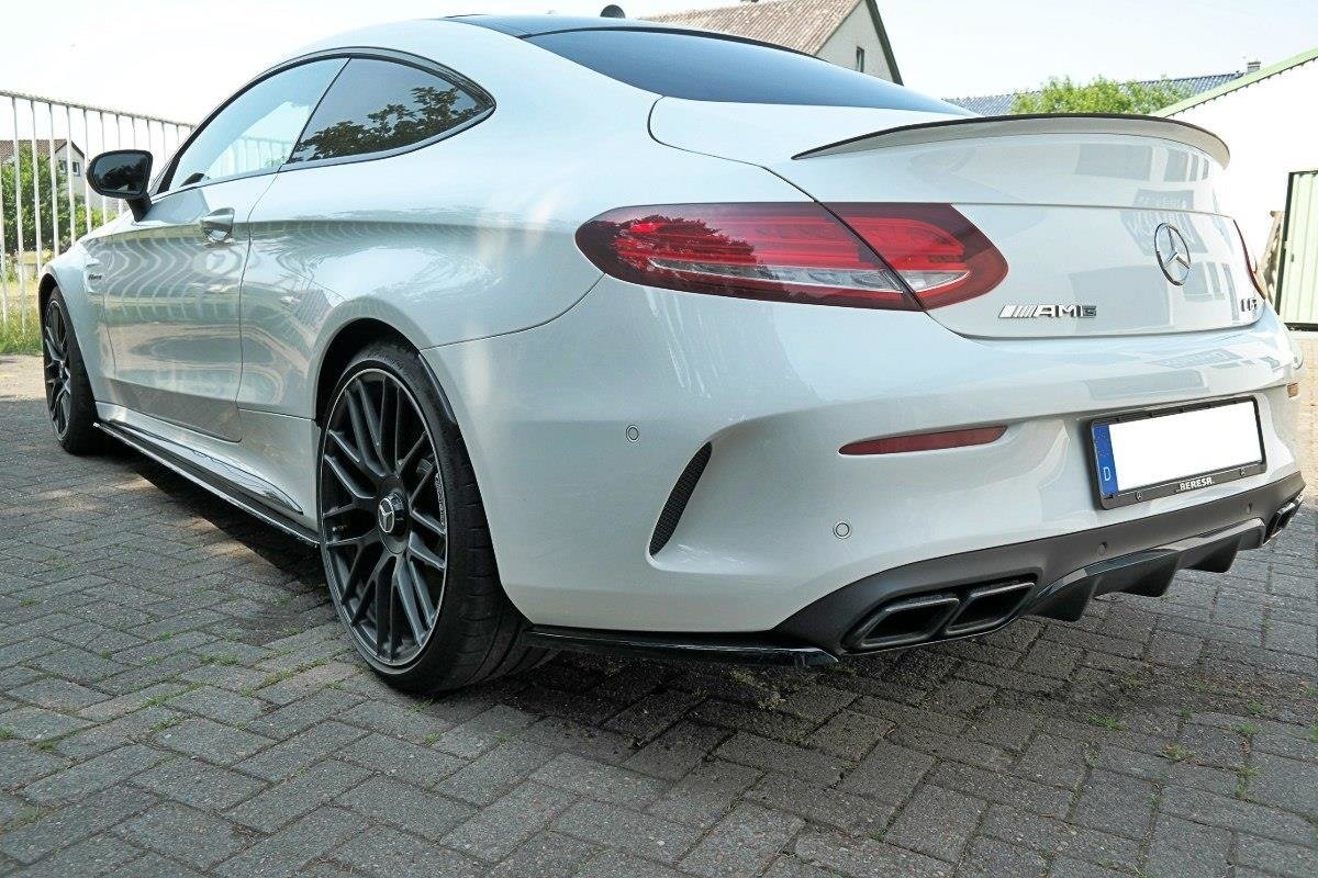 Heck Ansatz Flaps Diffusor für Mercedes C-Klasse C205 63 AMG Coupe schwarz matt