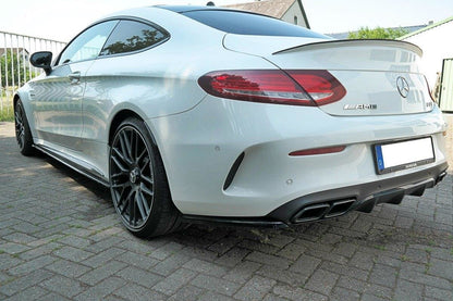 Heck Ansatz Flaps Diffusor für Mercedes C-Klasse C205 63 AMG Coupe schwarz matt