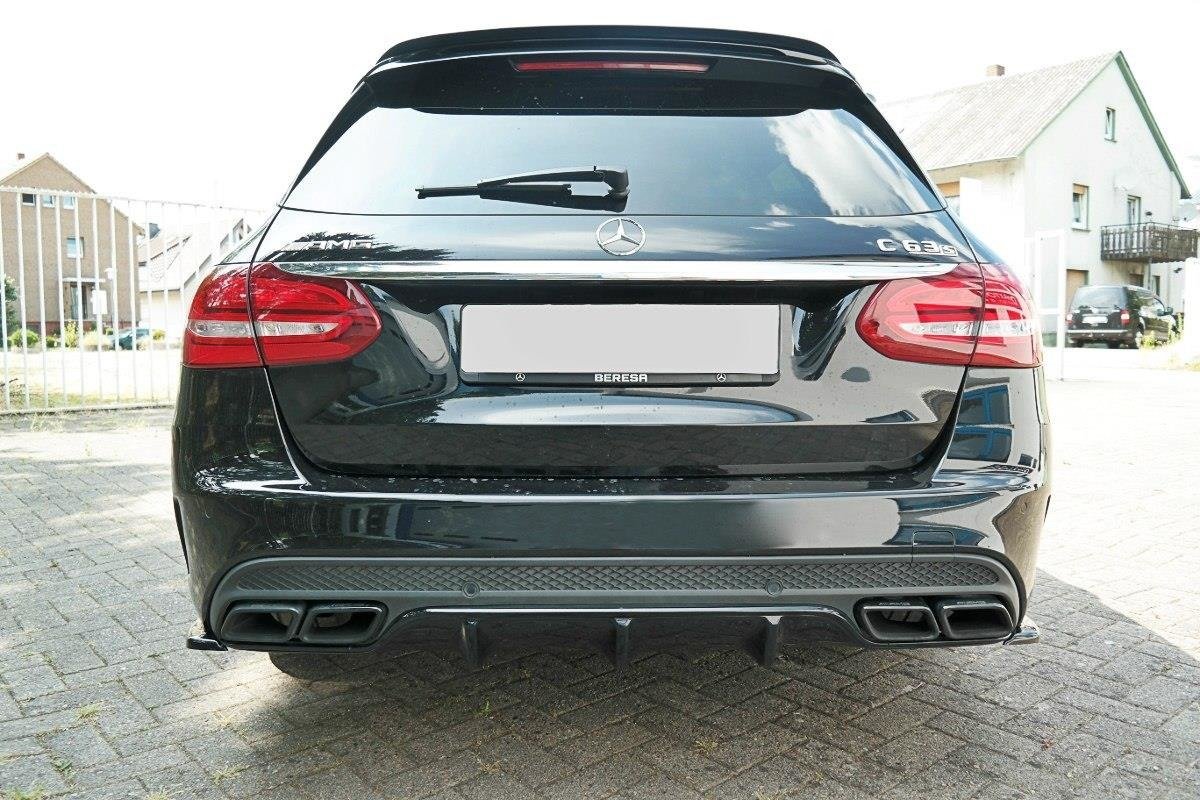 Diffusor Heck Ansatz für Mercedes C-Klasse S205 63 AMG Kombi schwarz Hochglanz