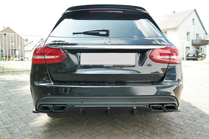 Diffusor Heck Ansatz für Mercedes C-Klasse S205 63 AMG Kombi schwarz Hochglanz