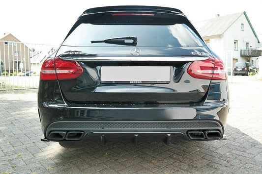 Diffusor Heck Ansatz für Mercedes C-Klasse S205 63 AMG Kombi schwarz Hochglanz