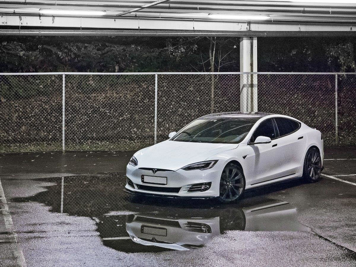 Seitenschweller Ansatz für Tesla Model S Facelift Carbon Look