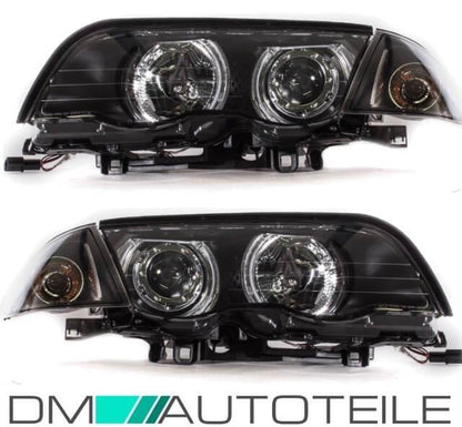 Set CCFL Angel Eyes Scheinwerfer +Blinker passend für BMW E46 Limo Touring 98-01