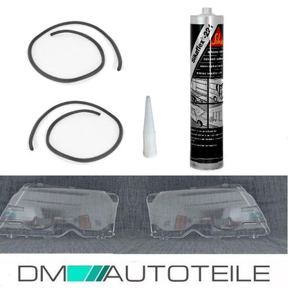 2x Scheinwerferglas Scheinwerfer Glas passt für BMW 3er E46 2/3 Türer + Sikaflex