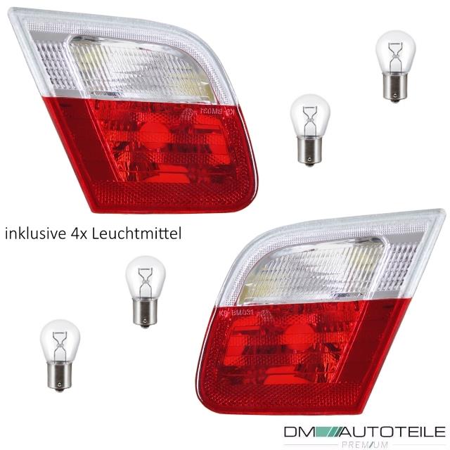 Rückleuchten SET innen Rot Weiss passend für BMW E46 Coupe Cabrio 99-03 + Birnen