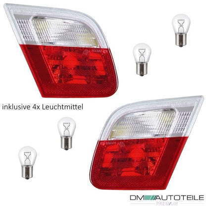 Rückleuchten SET innen Rot Weiss passend für BMW E46 Coupe Cabrio 99-03 + Birnen