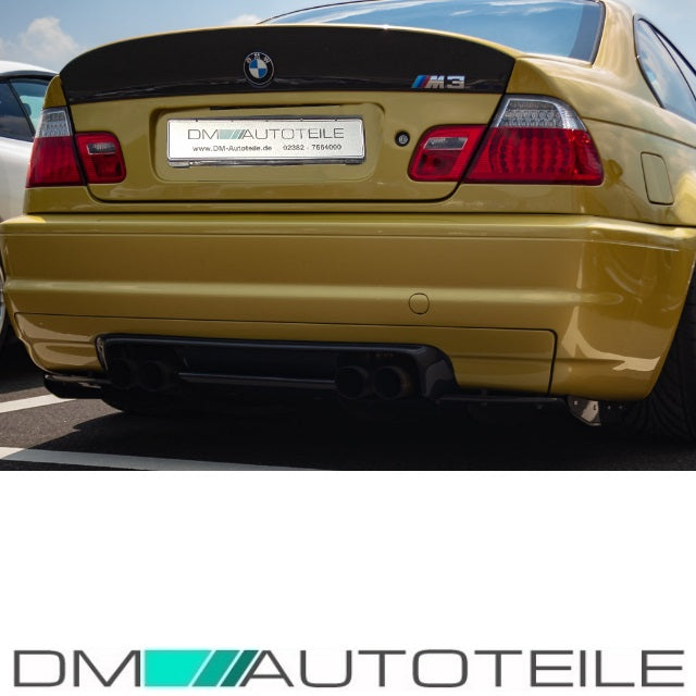 Heckdiffusor Ansatz Schwarz Matt Duplex passt für BMW 3er E46 Limousine Coupe Cabriolet Touring mit M-Paket CSL