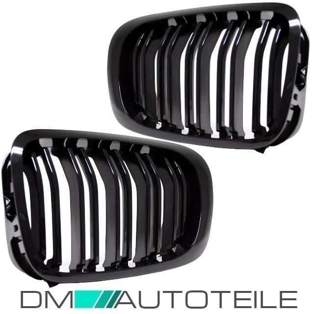 2x Kühlergrill Schwarz Glanz Doppelsteg SET passt für BMW 3er E46 Coupe Cabrio 99-03 SPORT