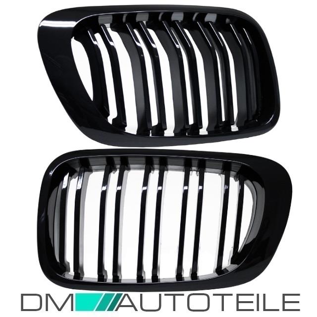 2x Kühlergrill Schwarz Glanz Doppelsteg SET passt für BMW 3er E46 Coupe Cabrio 99-03 SPORT