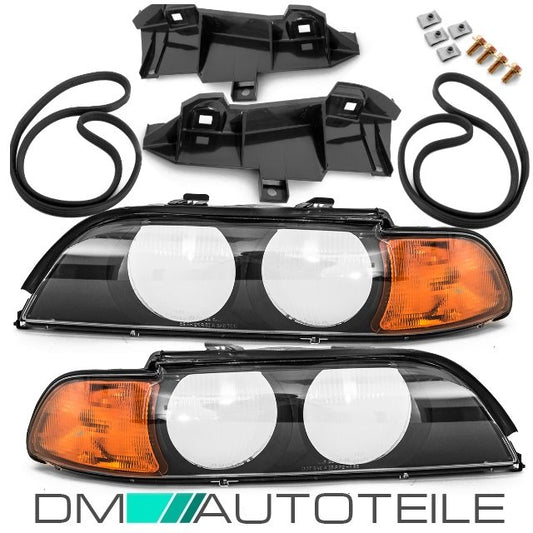 SET Scheinwerfer Gehäuse Blinker Orange +DICHTUNG +SIKA passt für BMW E39 95-00