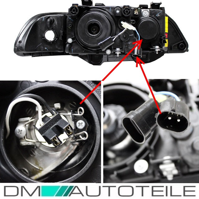 XENON Angel Eyes Scheinwerfer Schwarz D2S Facelift Kit+Brenner passt für BMW E39