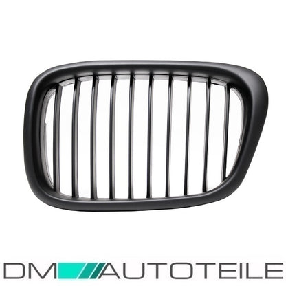 2x Grill Kühlergrill Schwarz Seidenmatt passend für BMW 5er E39 + M M5 95-03