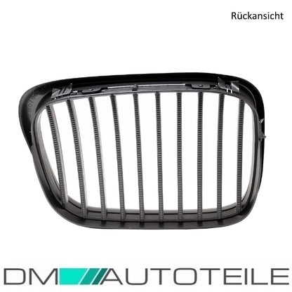 2x Grill Kühlergrill Schwarz Seidenmatt passend für BMW 5er E39 + M M5 95-03