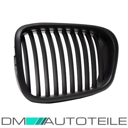 2x Grill Kühlergrill Schwarz Seidenmatt passend für BMW 5er E39 + M M5 95-03