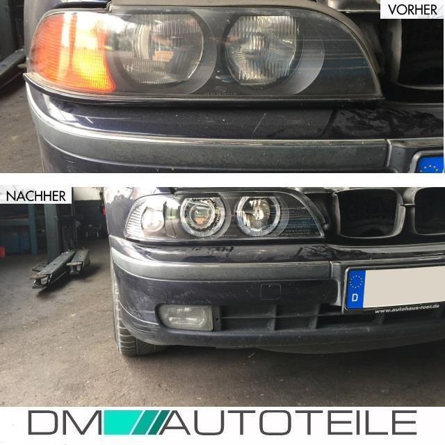 2x SCHEINWERFER Angel Eyes Schwarz passt BMW E39 95-00 H7/H7+Blinker Weiß+Motor