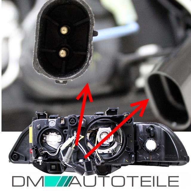 2x SCHEINWERFER Angel Eyes Schwarz passt BMW E39 95-00 H7/H7+Blinker Weiß+Motor