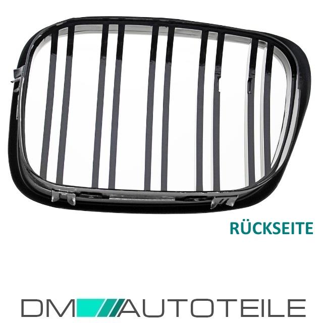 2x Grill Kühlergrill Schwarz Hochglanz Doppelsteg passend für BMW 5er E39 + M M5