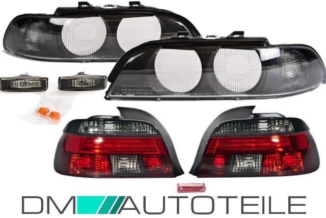 FACELIFT Set Scheinwerfer +Rückleuchten +Blinker Rot Smoke passt für BMW 5er E39 Limousine 95-00