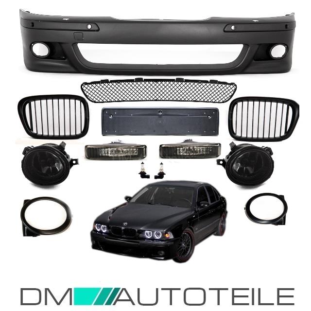 SET Schwarz Stoßstange + Grill +Blinker+ NSW passt für BMW E39 95-03 nicht M+ABE