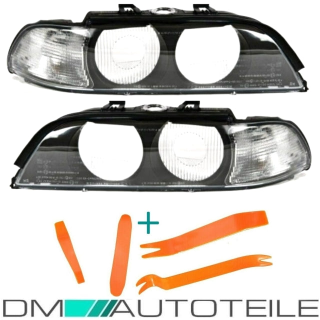 Scheinwerferglas SET Weiß + Werkzeug passt für BMW E39 Limousine Touring 95-00