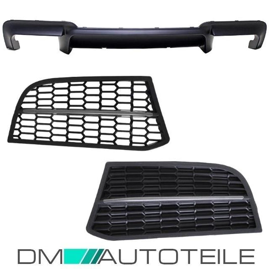 Umbau Set Heckdiffusor Duplex 4-Rohr +NSW- Gitter passt für BMW 5er F10 F11 M-Paket & M550