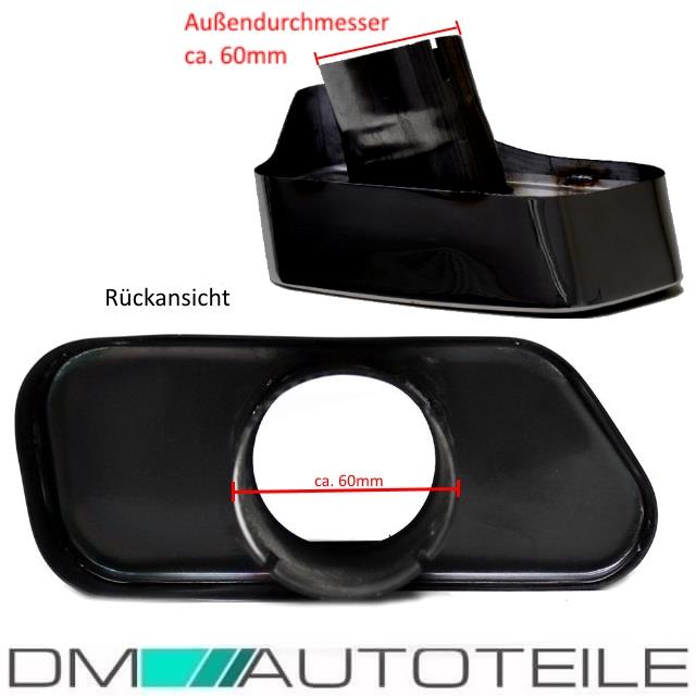 Schwarz Auspuffblenden SET eckig + Zubehör passend für BMW F10 F11 550 M-Paket
