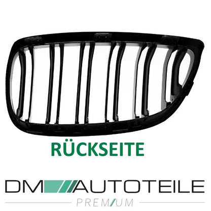 2X Doppelsteg Kühlergrill Schwarz Matt passend für BMW E92/E93 bj. 06-10 auch M