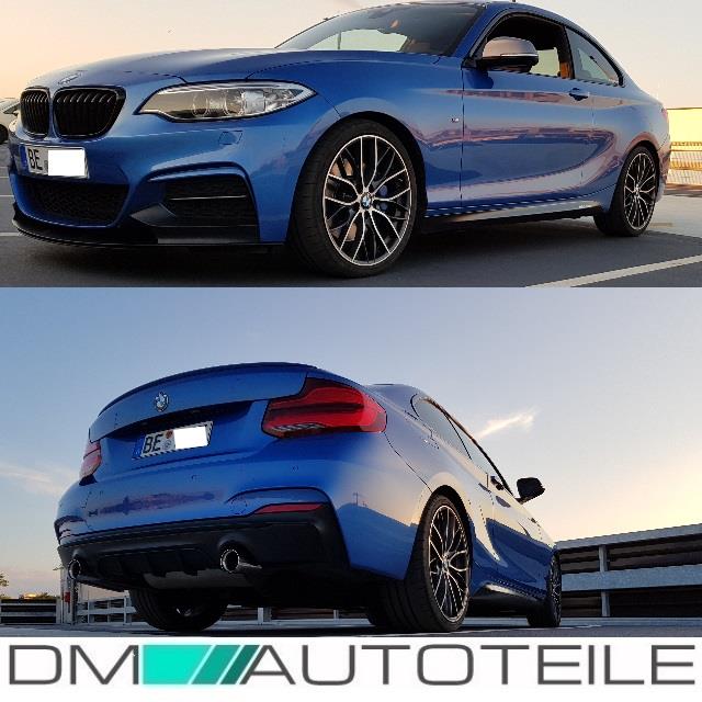 2x Sport-Performance Seitenschwelleransatz Leisten Schwarz Matt passt für BMW 2er F22 F23 M-Paket